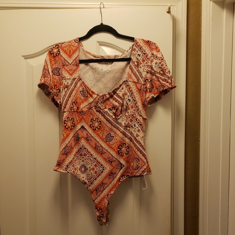 Guess Orange Patterned Women's Blouse